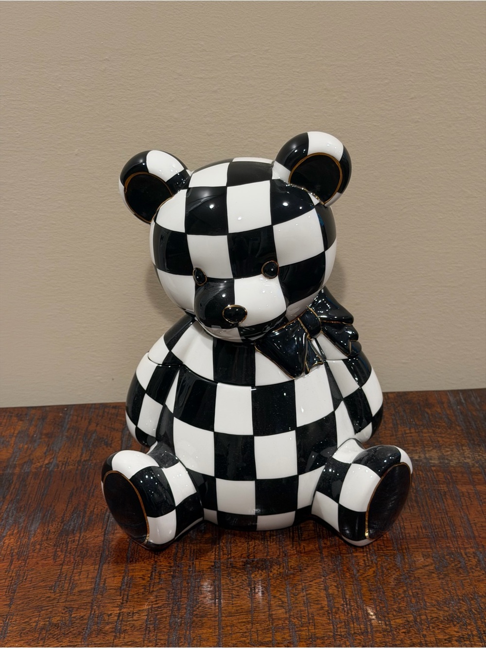 MacKenzie-Childs Courtly Check Bear Cookie Jar